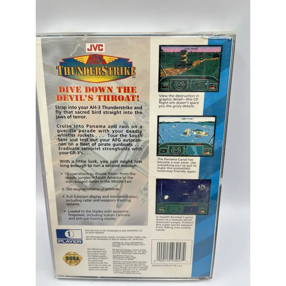 AH-3 Thunderstrike (Sega CD, 1993) Complete Clean Disc - Tested